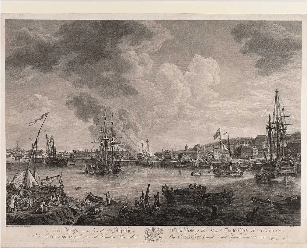 Alla Sua Eccellentissima Maestà il Re, questa vista del Royal Dock Yard a Chatham